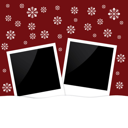 Christmas photo frame with paper snowflakesのイラスト素材
