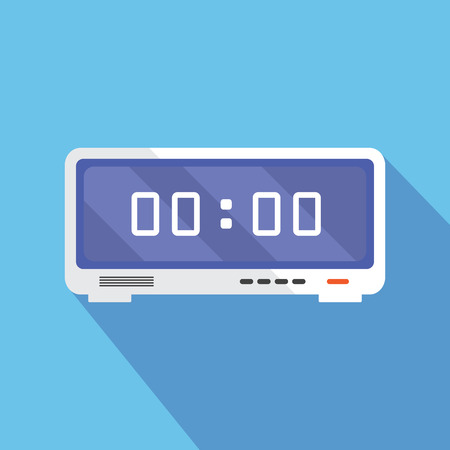Electronic alarm clock icon. Modern Flat style with a long shadowのイラスト素材