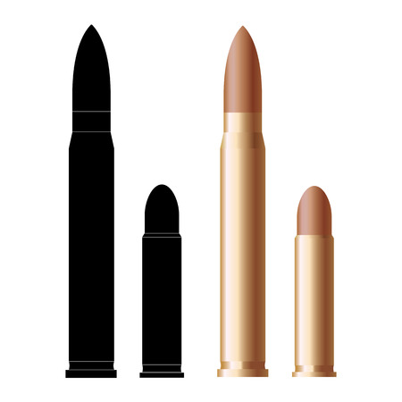 Rifle bullet and pistol bullets icon isolated on whiteのイラスト素材