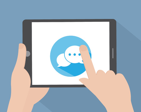 Hand blank screen of tablet computerのイラスト素材