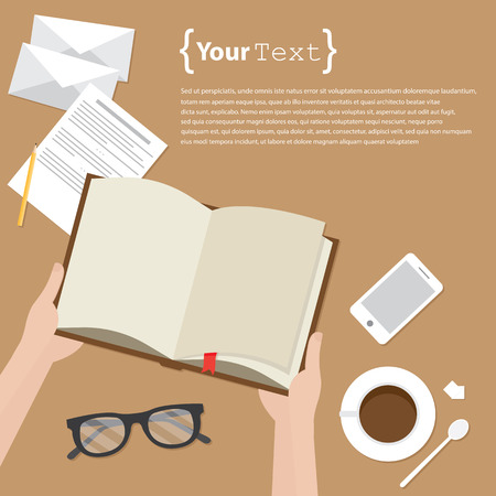 Reading books desktopのイラスト素材