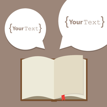 Open paper book with speech bubbleのイラスト素材