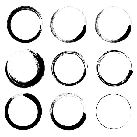 Vector set of grunge circle brushのイラスト素材