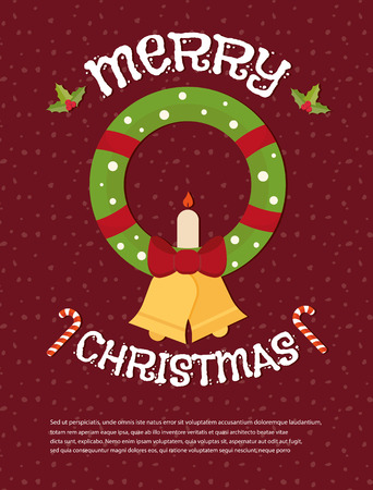 Christmas wreath. Christmas greeting cardのイラスト素材