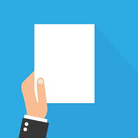 Man hand holding paper mockup empty in flat styleのイラスト素材