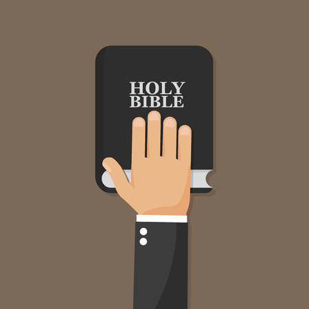 Hand on Bible. Flat iconのイラスト素材