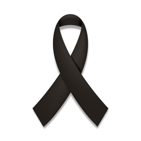 Black awareness ribbon. Mourning and melanoma iconのイラスト素材