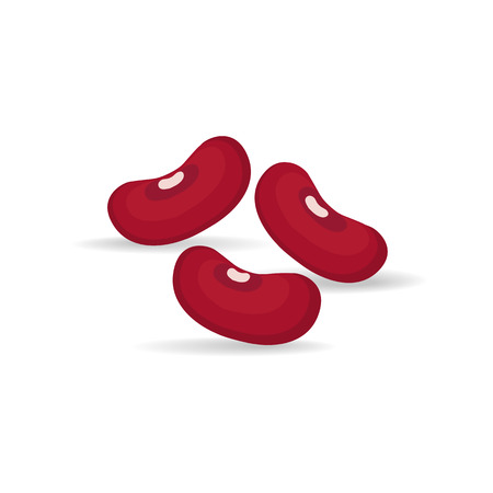 red kidney beans, flat icon with long shadow and nameのイラスト素材