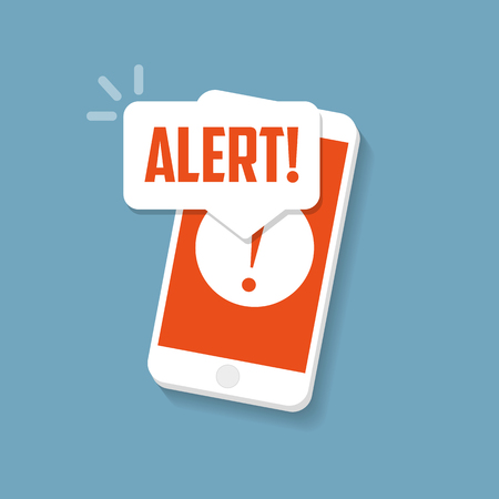Alert sign on the smartphone screen. Important reminder.のイラスト素材