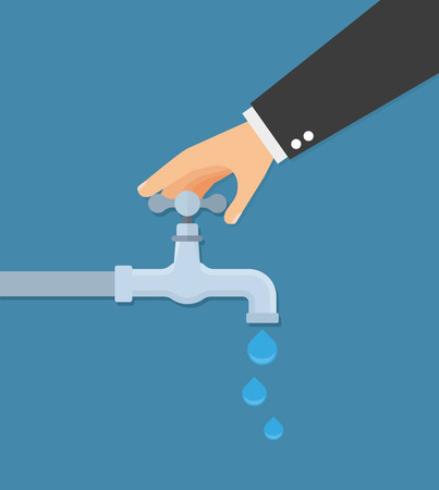 Water tap with drop flat vectorのイラスト素材