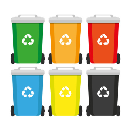 Rubbish Container. rash bin and garbage icons, vector conceptのイラスト素材