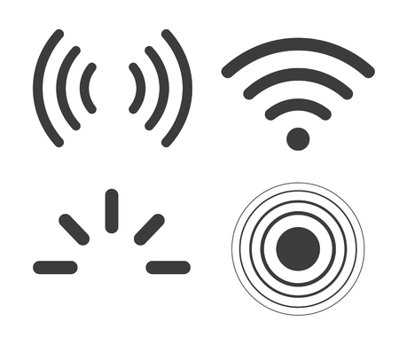 Signal icons vector set iradio signals waves. Radar, wifi, antennaのイラスト素材