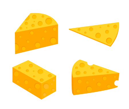 Pieces of cheese. Flat vector illustrationのイラスト素材