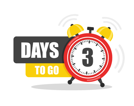 Number of 3 days to go flat icon. Vector stock flat illustration.のイラスト素材