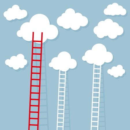 Ladder from cloud. Goal setting concept backgroundのイラスト素材