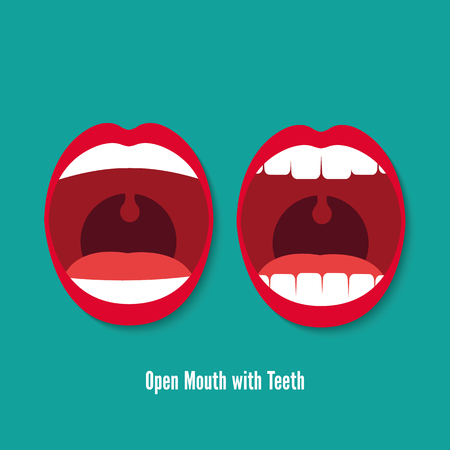 Open Mouth with Teeth Vector flat icon illustrationのイラスト素材