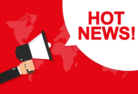 Businessman holding a megaphone - Hot Newsのイラスト素材