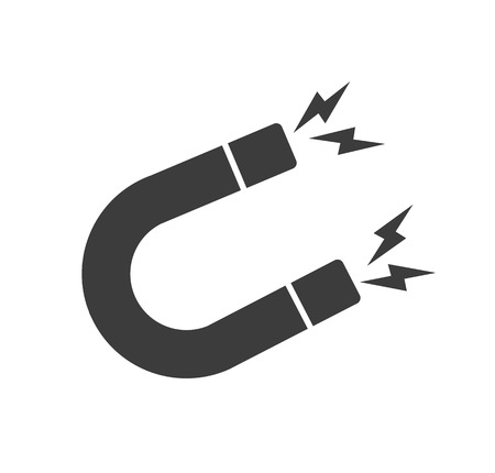 Red Magnet with magnetic power sign. Magnet icon. Vector illustrationのイラスト素材