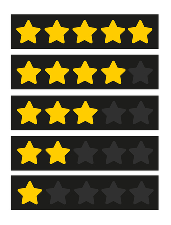 Rating star. Set of rating yellow stars. Vector iconのイラスト素材