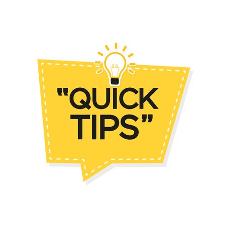 Quick Tips banner with light bulb. Vector background.のイラスト素材