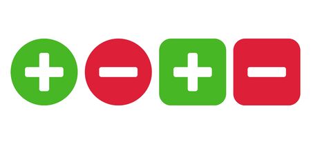Plus and minus icon set. Vector illustrationのイラスト素材