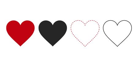 Red heart icon on white background. Love logo heart illustration.のイラスト素材
