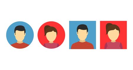 Avatar man and women icon in flat. Vector illustrationのイラスト素材