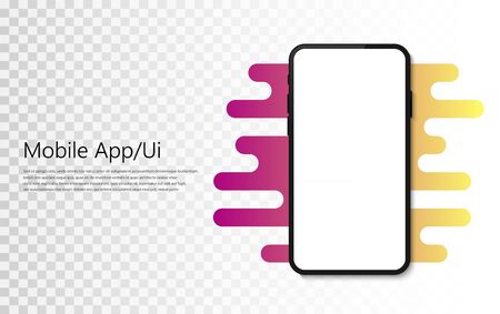 Trendy smartphone mockup mobile phones. Template for infographics or presentation. Vector illustrationのイラスト素材