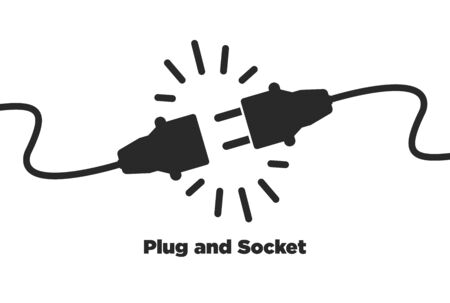 Get connected plug and socket flat iconのイラスト素材