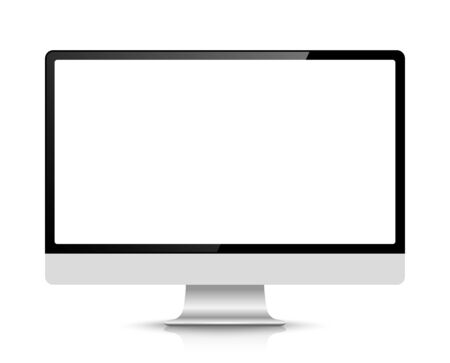 Realistic computer or Pc monitor isolated on background. Vector mockup.のイラスト素材