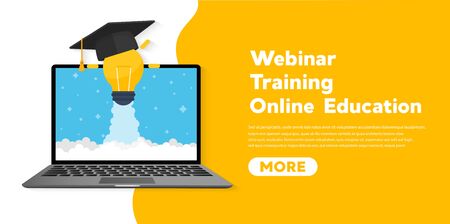 Online education concept banner flat illustrationのイラスト素材