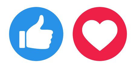 Flat hand like with red heart. Vector Illustration.のイラスト素材