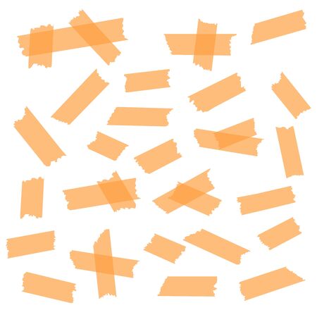 Set of adhesive tape pieces on background. Vector illustrationのイラスト素材