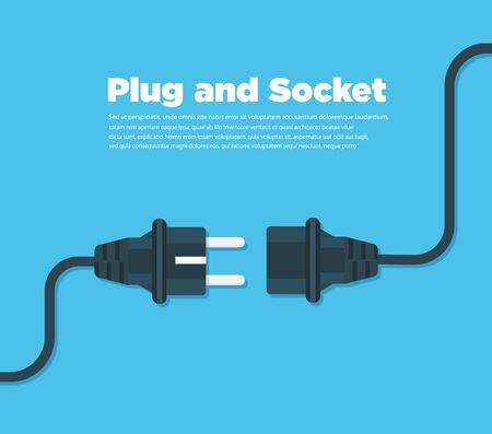 Get connected plug and socket flat iconのイラスト素材