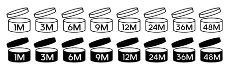 Period after opening icon. Cosmetic open month life shelfのイラスト素材