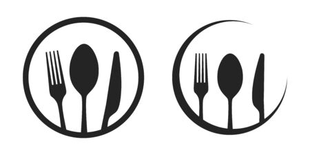 Vector cutlery set. Fork, knife. Flat style.のイラスト素材