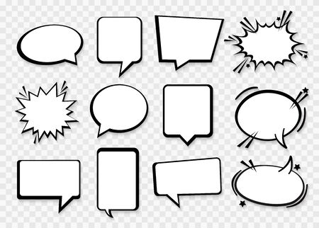 Speech or thought bubbles. Retro empty comic speech bubbles set. Vector iconのイラスト素材