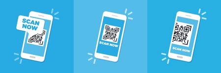 Scan QR code flat icon with phone. Barcode. Vector illustration.のイラスト素材