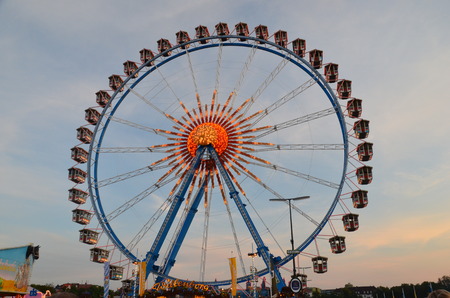 Ferris wheel at the Oktoberfestの写真素材