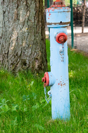 old blue hydrant