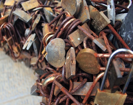 Close up view of pad locksのeditorial素材