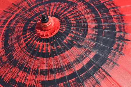 Decorative painting on paper umbrellas. Bo Sang village. Chiang Mai Province.の写真素材