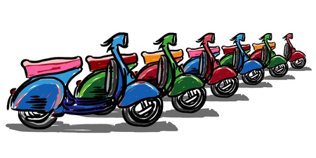 Scooter classic style, illustration.のイラスト素材