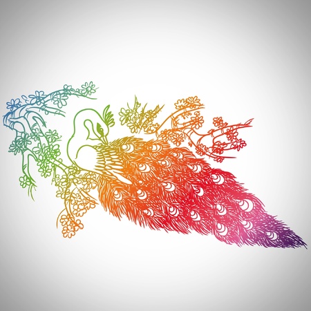 Peacock colorful ; vector drawing styleのイラスト素材