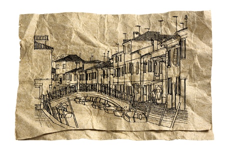 Venice illustration on grunge paperの写真素材