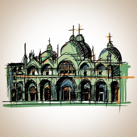 Church Venice sketchのイラスト素材