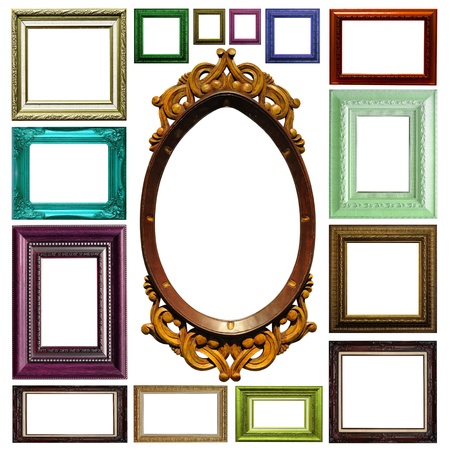 Antique frame isolated on white backgroundの写真素材