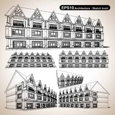 Architecture sketch book ; illustration vector のイラスト素材