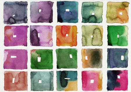 Abstract square watercolors : illustration on paperの写真素材