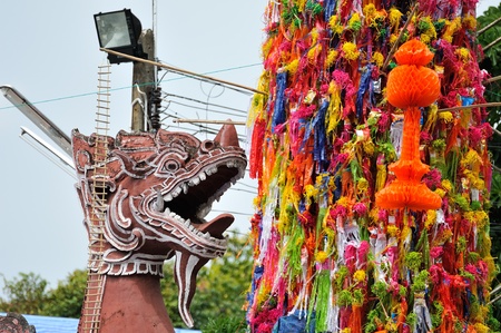LAMPHUN,THAILAND - SEPT. 29 : Salak Yom tradition,Traditionally done since ancient times to the present. Merit for the deceased ancestors. at Hariphunchai temple on Sept. 29, 2012 in Lamphun,Thailandのeditorial素材